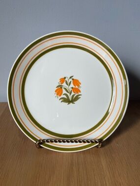 Vintage Johnson Brothers Ironstone Side Plates Orange Floral Motif Set of 6